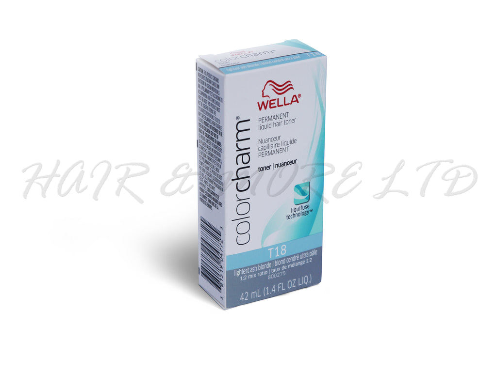 Wella Color Charm Permanent Liquid Toner T18 Lightest Ash Blonde, Wella White Lady, Wella Toners, Toner For Hair, Wella Toners NZ,  Toning For Blonde Hair, White Blonde Toner, NZ Salon Supplies, NZ Hair Colourist