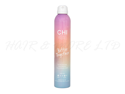 Chi Vibes Better Together Dual Hair Spray 284g, Chi Vibes Hair Spray With 'Good' Factor 1 Hold & 'Great' Factor 4 Hold, Twist The Nozzle To Adjust Hold Factor Of Hair Spray, Official Chi Stockist NZ, NZ Hair And Beauty Supplies, NZ Salon Supplies