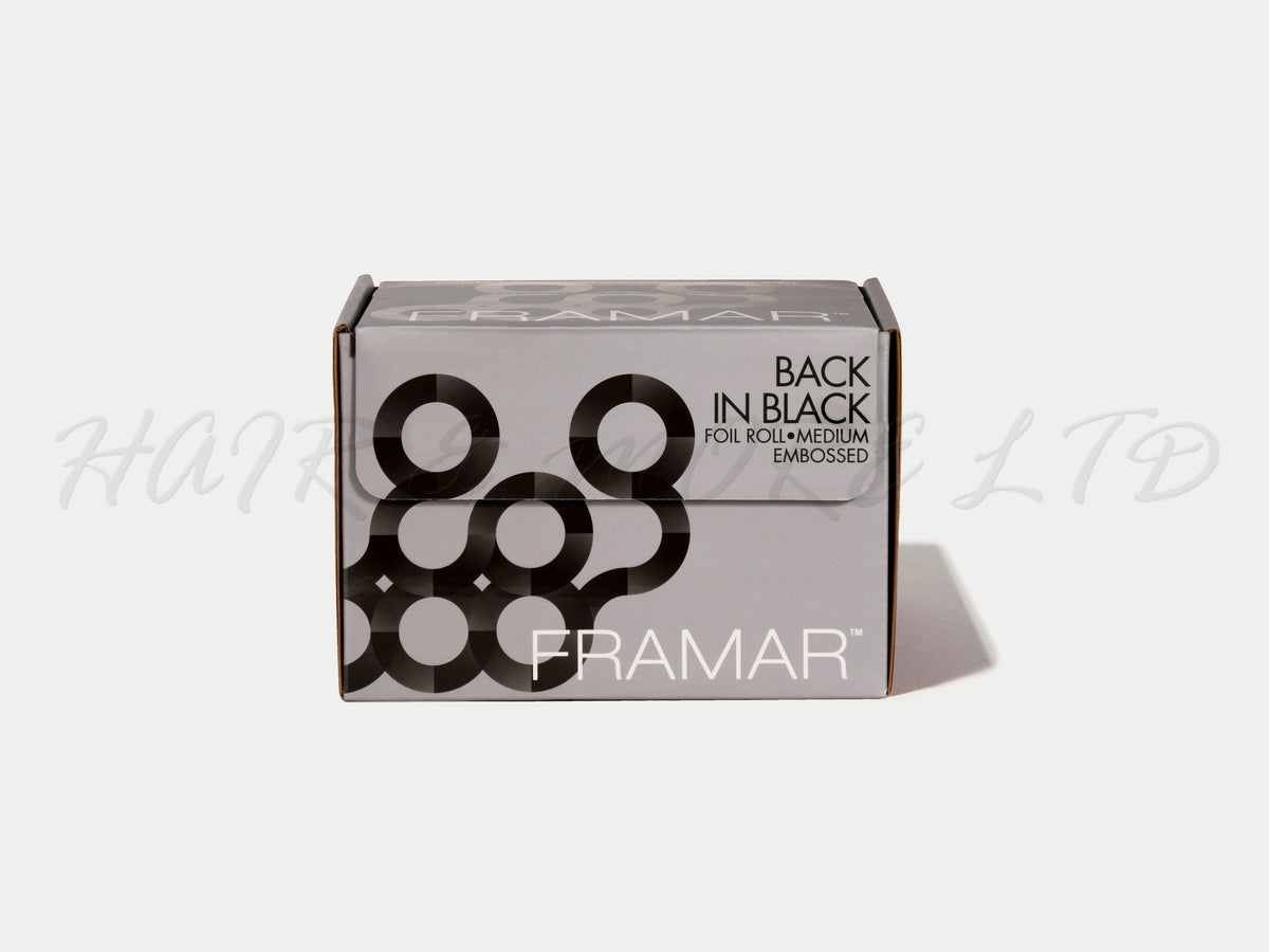 Framar Embossed Highlighting Roll Foil Back In Black, 97.5m Roll Foil With Cutter Bar On Box To Cut Foils To Size in Black