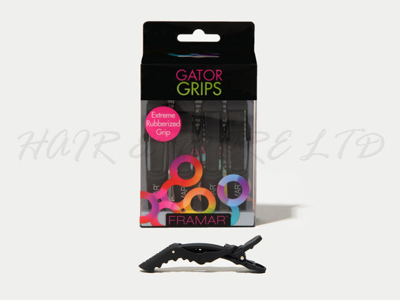 Framar Gator Grips Sectioning Clips 4 Pack Matte Black, Framar Stockist NZ, Framar Gator Clips, Framar Classic Black, Framar Limited Edition, Salon Essentials, NZ Salon Supplies