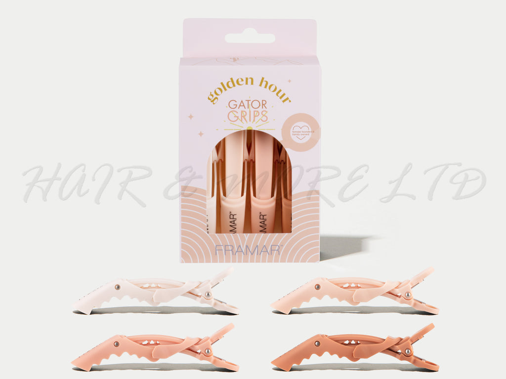 Framar Gator Grips Sectioning Clips 4 Pack Golden Hour Neutrals, Framar Stockist NZ, Framar Gator Clips, Framar Golden Hour, Framar Limited Edition, Salon Essentials, NZ Salon Supplies