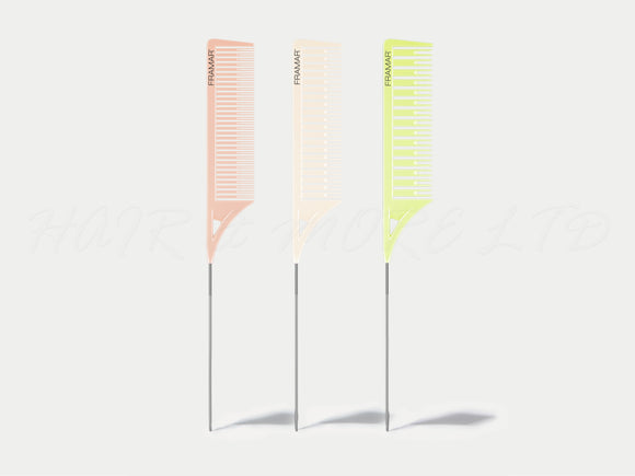 Framar Golden Hour Dream Weaver Highlighting Combs Set Of 3 - Teenie & Inbetweenie & Biggie With Extra Long Pin Tail (Fine Weave - Medium Weave), Highlighting Combs in Peach & Cream & Chartreuse,Framar Limited Edition,  Framar NZ Stockist, NZ Salon Supplies, NZ Salon Essentials