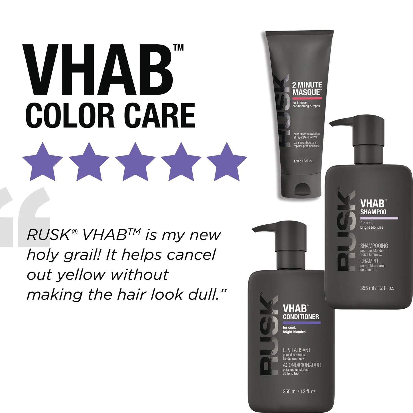Rusk VHAB Gift Set - Shampoo, Conditioner & Mask & Belt Bag