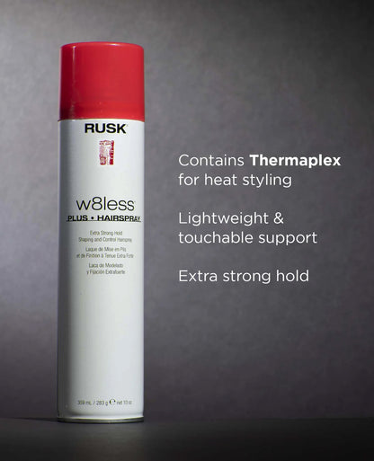 Rusk Designer Collection W8less Plus Xtra Strong Hold Shaping & Control Hairspray 283g