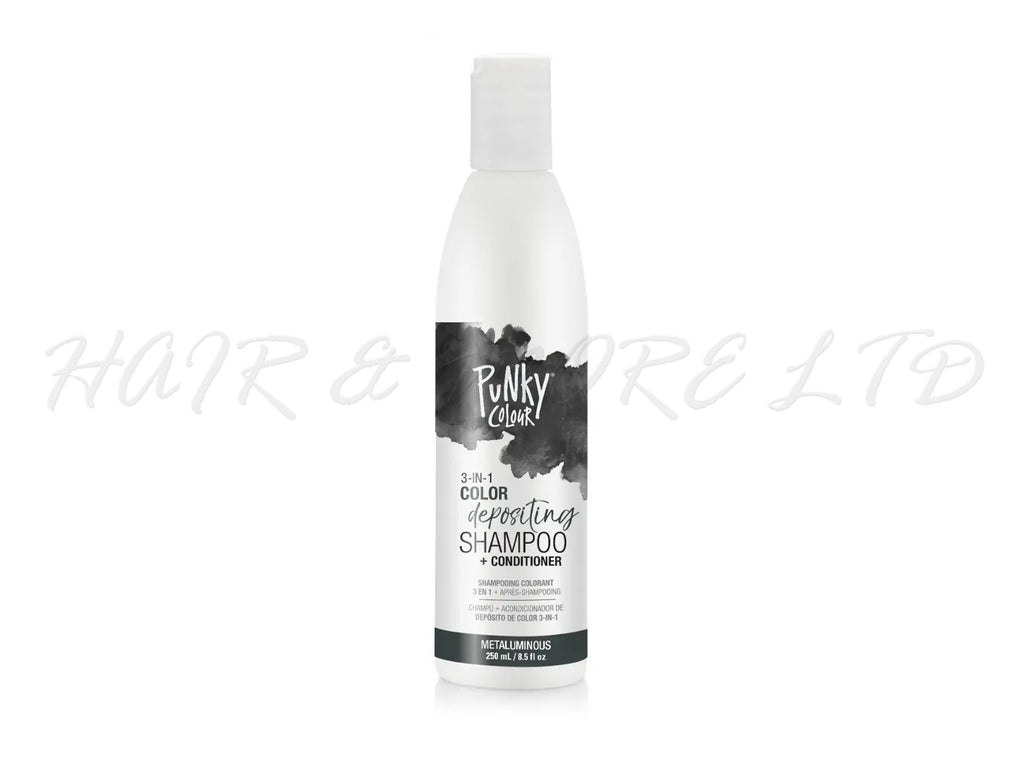 Punky Colour 3 In 1 Colour Depositing Shampoo + Conditioner 250ml - Metaluminous Colour, Dark Grey/Black Hair Colour Depositing Shampoo & Conditioner In One, Freshen Up Hair Colour In One Step, Hair Colour Maintenance, Adds Colour & Shine To Hair, Professional Hair And Beauty Supplies, NZ Salon Supplies