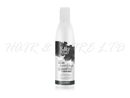 Punky Colour 3 In 1 Colour Depositing Shampoo + Conditioner 250ml - Metaluminous Colour, Dark Grey/Black Hair Colour Depositing Shampoo & Conditioner In One, Freshen Up Hair Colour In One Step, Hair Colour Maintenance, Adds Colour & Shine To Hair, Professional Hair And Beauty Supplies, NZ Salon Supplies