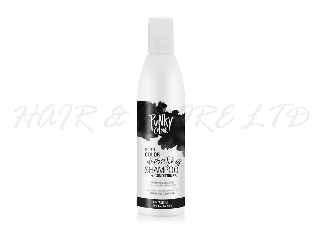 Punky Colour 3 In 1 Colour Depositing Shampoo + Conditioner 250ml - Onyxquisite Colour, Black Hair Colour Depositing Shampoo & Conditioner In One, Freshen Up Hair Colour In One Step, Hair Colour Maintenance, Adds Colour & Shine To Hair, Professional Hair And Beauty Supplies, NZ Salon Supplies