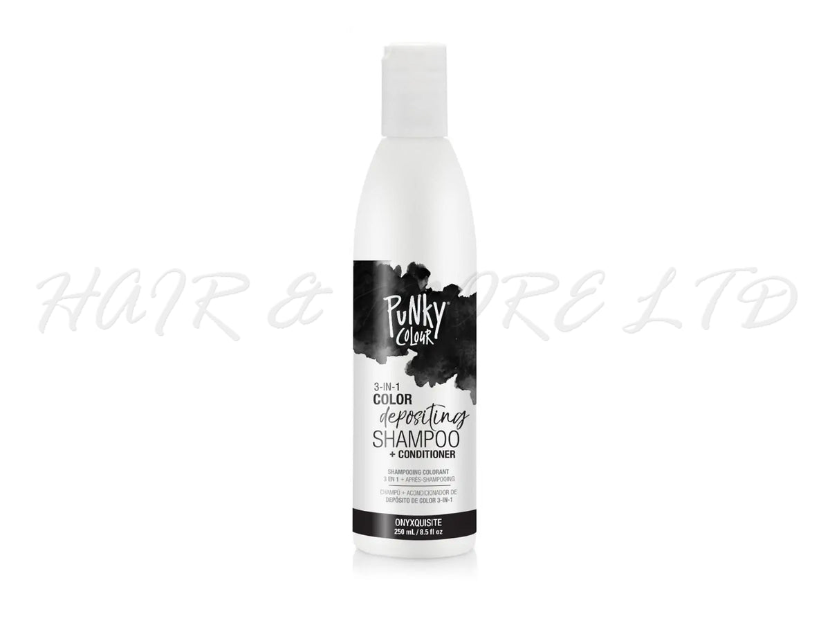 Punky Colour 3 In 1 Colour Depositing Shampoo + Conditioner 250ml - Onyxquisite Colour, Black Hair Colour Depositing Shampoo & Conditioner In One, Freshen Up Hair Colour In One Step, Hair Colour Maintenance, Adds Colour & Shine To Hair, Professional Hair And Beauty Supplies, NZ Salon Supplies