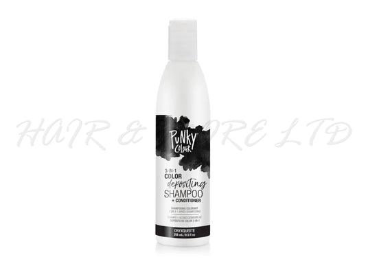 Punky Colour 3 In 1 Colour Depositing Shampoo + Conditioner 250ml - Onyxquisite Colour, Black Hair Colour Depositing Shampoo & Conditioner In One, Freshen Up Hair Colour In One Step, Hair Colour Maintenance, Adds Colour & Shine To Hair, Professional Hair And Beauty Supplies, NZ Salon Supplies