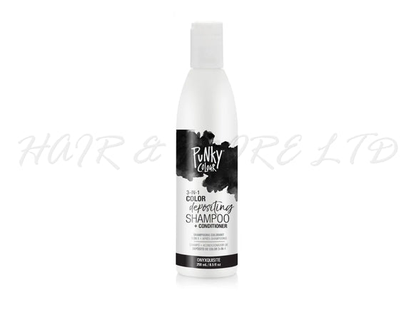Punky Colour 3 In 1 Colour Depositing Shampoo + Conditioner 250ml - Onyxquisite Colour, Black Hair Colour Depositing Shampoo & Conditioner In One, Freshen Up Hair Colour In One Step, Hair Colour Maintenance, Adds Colour & Shine To Hair, Professional Hair And Beauty Supplies, NZ Salon Supplies