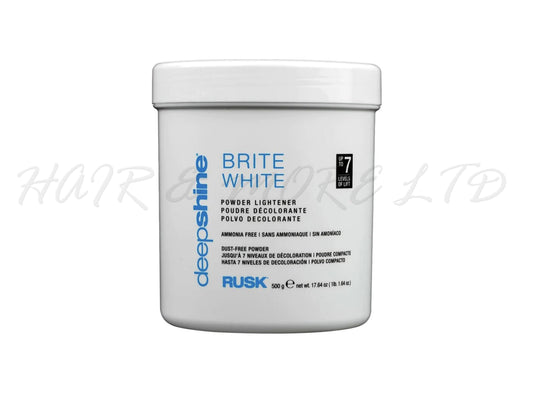 Rusk Deepshine Brite White Powder Lightener 500g, Rusk Brite White Bleach Powder Offers Up To 7 Levels Of Lift Suitable For On And Off Scalp Application, Rusk White Dust Free Bleach Powder, Professional Salon Rusk Powder Lightener,  Professional Salon Supplies NZ, Rusk Professional NZ Stockist