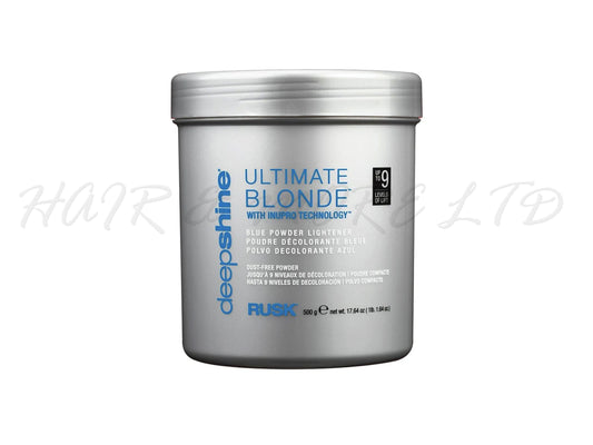 Rusk Deepshine Ultimate Blonde Powder Lightener 500g, Rusk Ultimate Blonde Bleach Powder Offers Up To 9 Levels Of Lift, Rusk Blue Dust Free Bleach Powder For Off Scalp Application Only, Professional Salon Rusk Powder Lightener,  Professional Salon Supplies NZ, Rusk Professional NZ Stockist