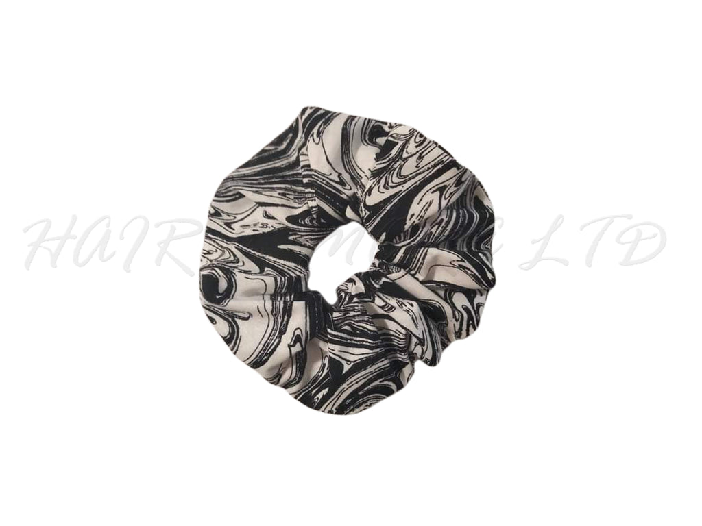 Scrunchie - Black & White Marble