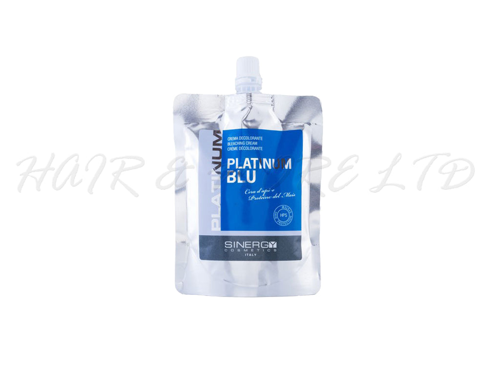 Sinergy Platinum Blu Bleach Cream 250g, Sinergy Cream Bleach Suitable For On And Off Scalp Hair Lightening Applications, Blue Pigmented Hair Bleach Cream For Cleaner Blonde Results, Blue Pigment In Bleach Helps Counteract Yellow Tones In Hair, Sinergy Bleach Made In Italy, Professional Salon Hair Lightener, NZ Hair And Beauty Supplies, Professional Salon Supplies